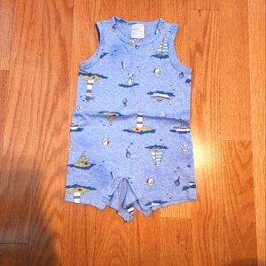 First Impressions 24M Blue Sleeveless Snap up Romper